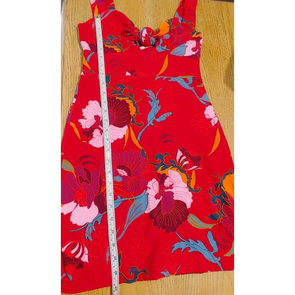 Free People Sweet Cherry Front Tie Mini Dress Bodycon Cutout Floral Red Womens S - Picture 11 of 11